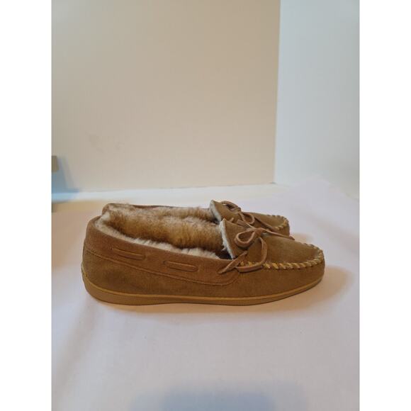 Minnetonka Women's Size 8 Golden Tan Sheepskin Slippers House Shoes - Picture 7 of 14